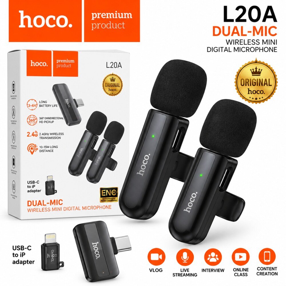 2 mic hoco L20  typec+iphone